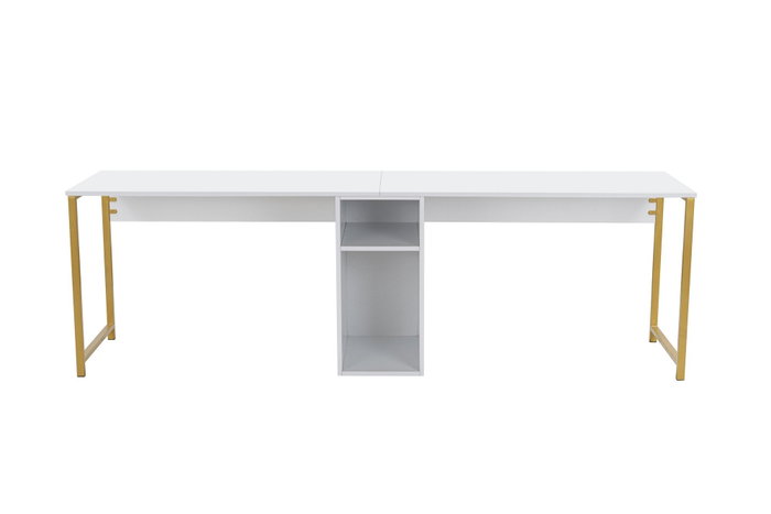 Nordure Twin Study Desk Blanco y Dorado Nordure Twin Study Desk Blanco y Dorado